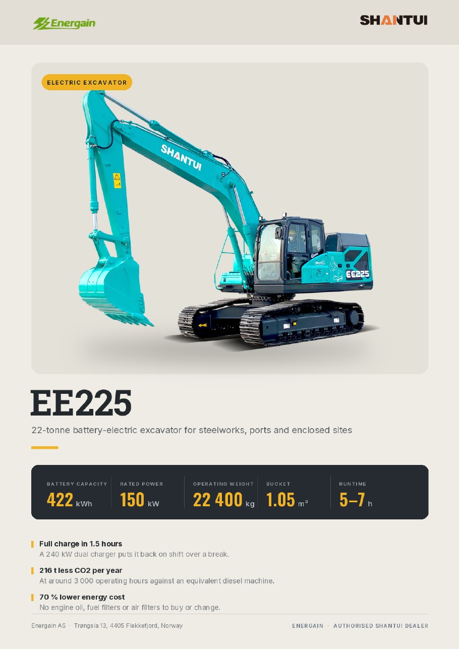 SHANTUI EE225 BEV electric crawler excavator
