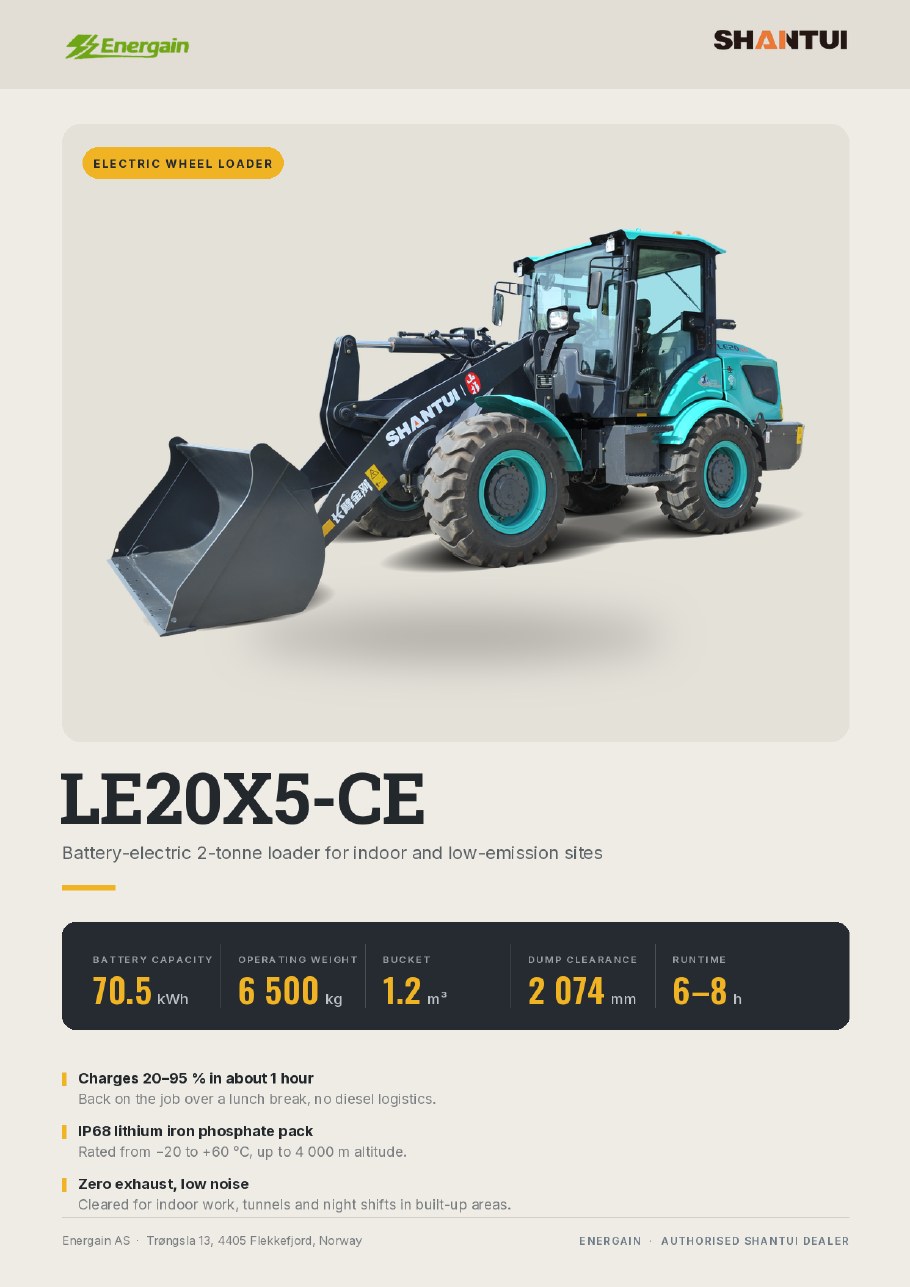 SHANTUI LE20X5-CE BEV electric wheel loader