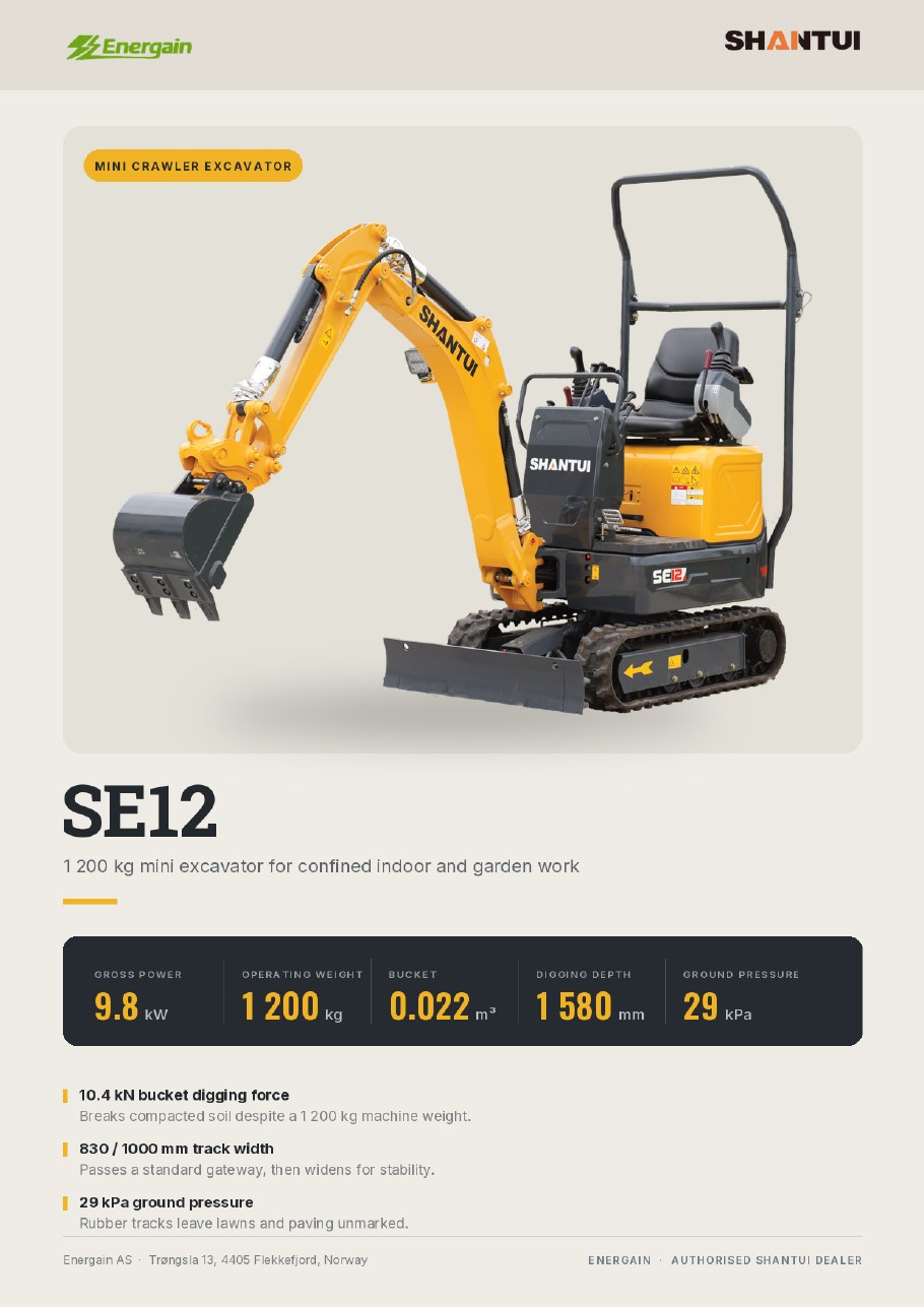 SHANTUI SE12 mini crawler excavator