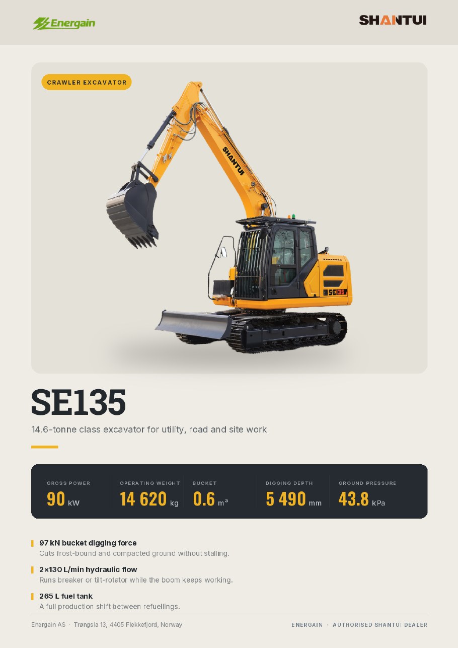 SHANTUI SE135 crawler excavator