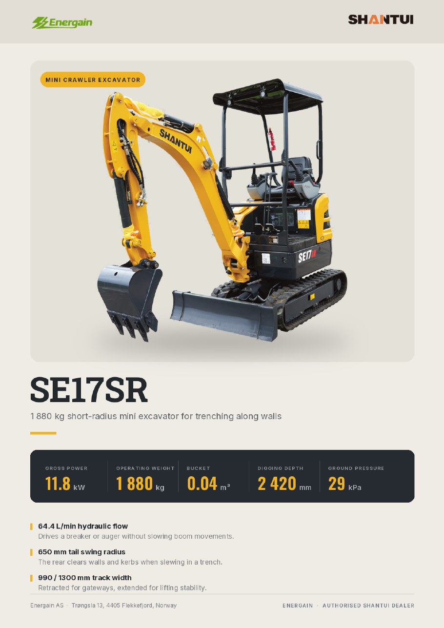 SHANTUI SE17SR mini crawler excavator