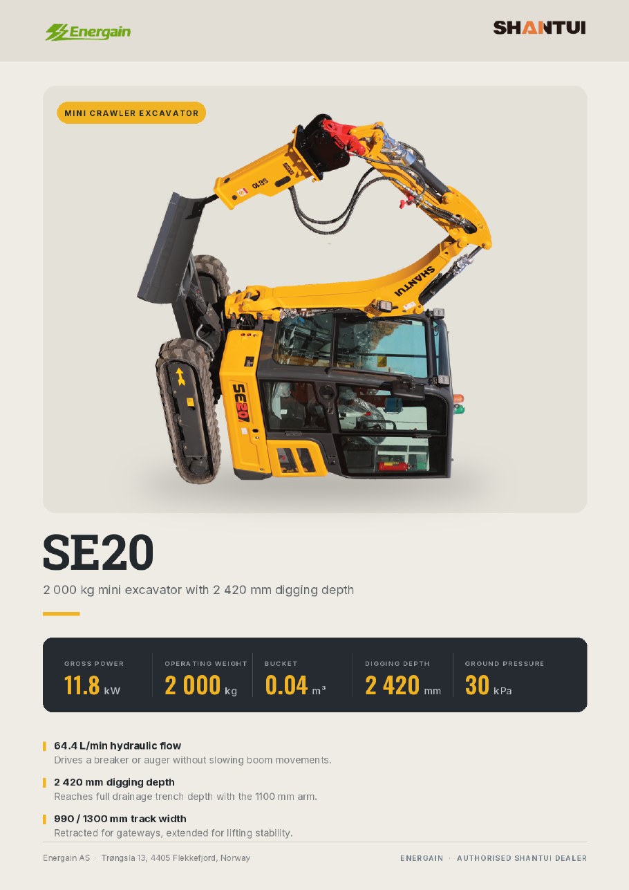 SHANTUI SE20 mini crawler excavator