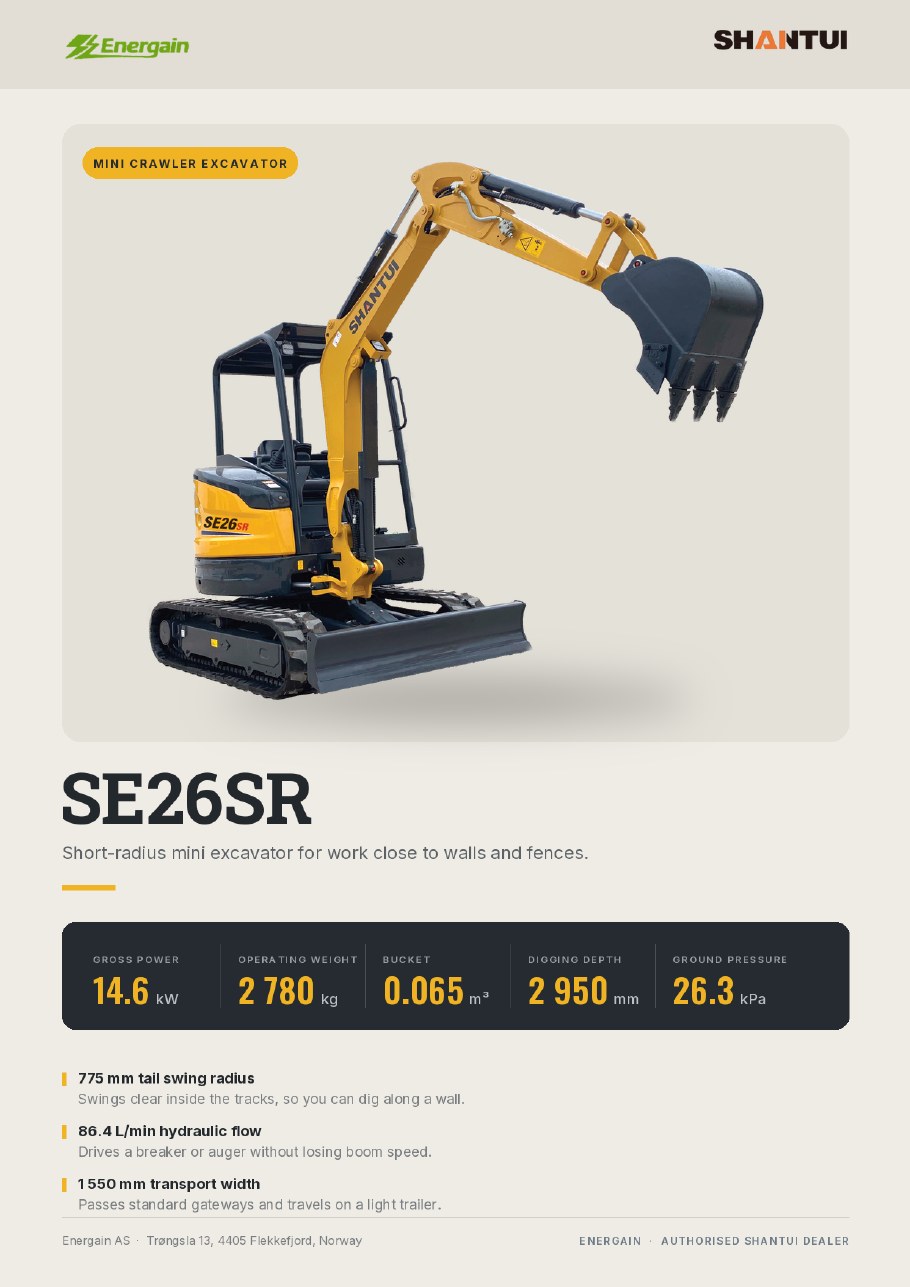 SHANTUI SE26SR mini crawler excavator