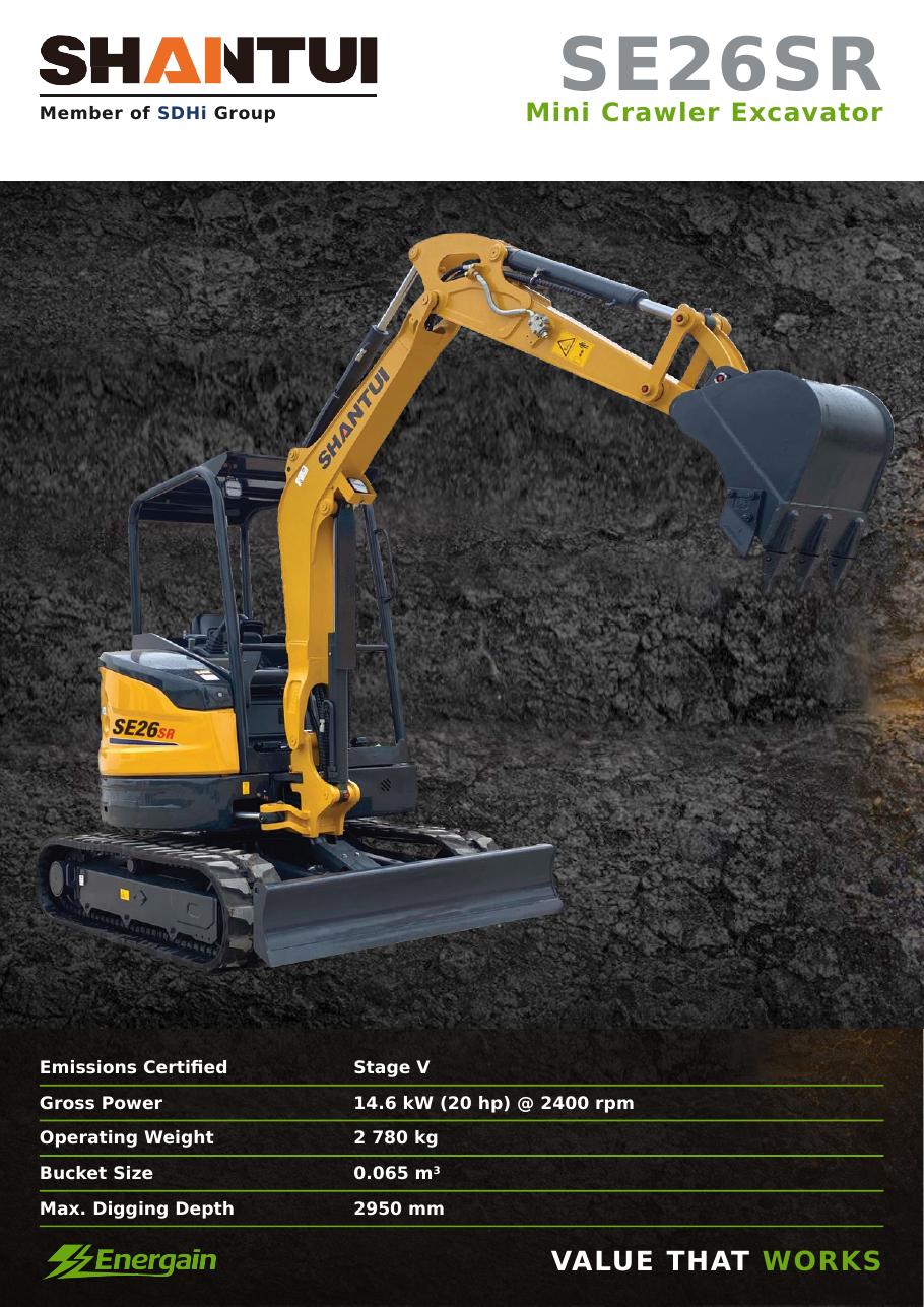 SHANTUI SE26SR mini crawler excavator