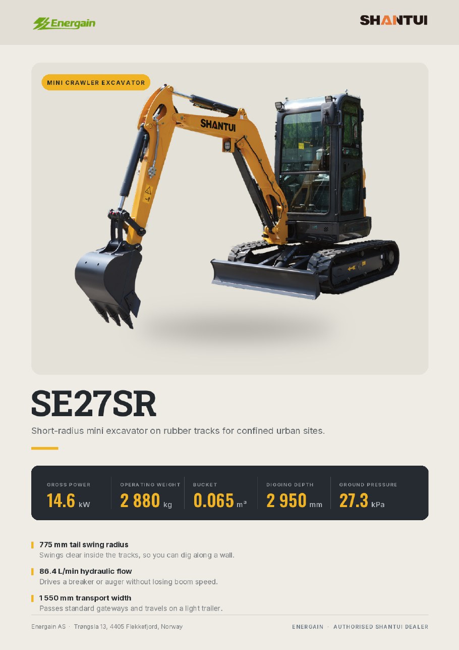 SHANTUI SE27SR mini crawler excavator