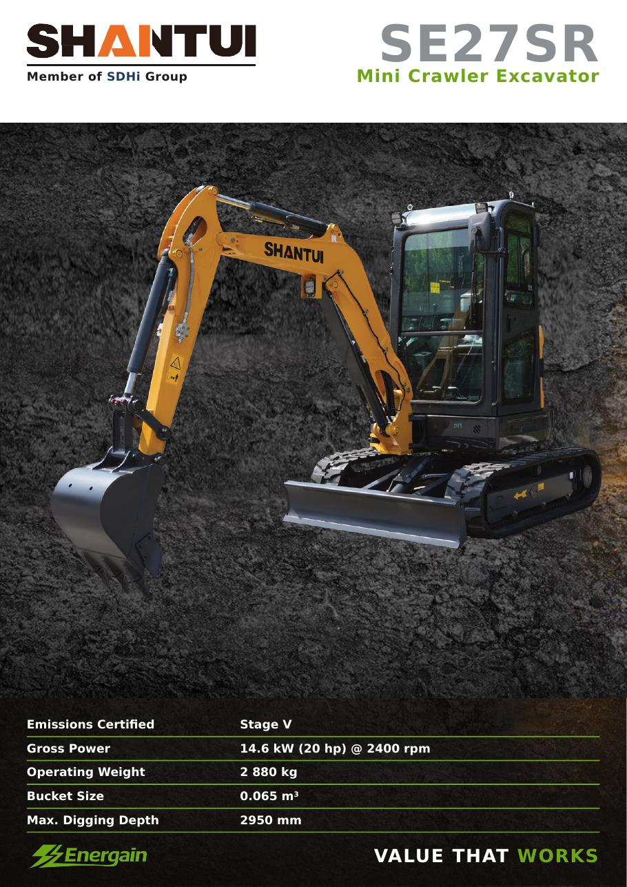 SHANTUI SE27SR mini crawler excavator