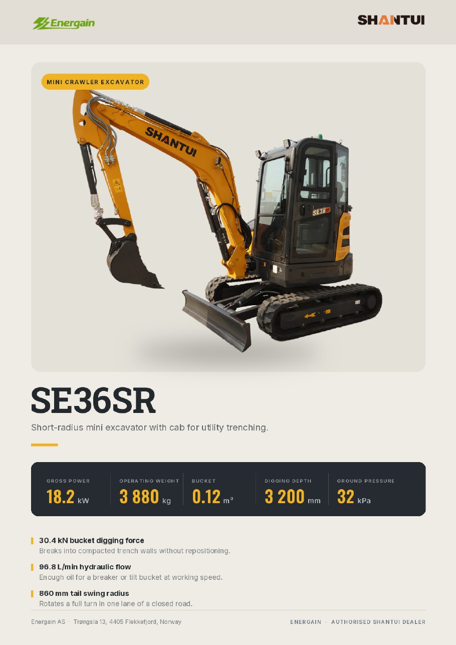 SHANTUI SE36SR mini crawler excavator