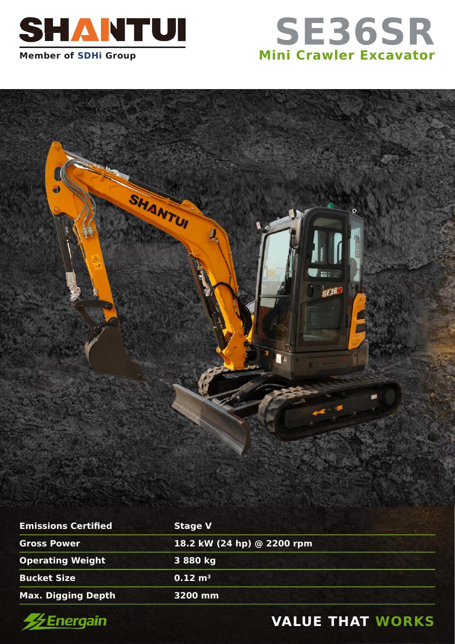 SHANTUI SE36SR mini crawler excavator
